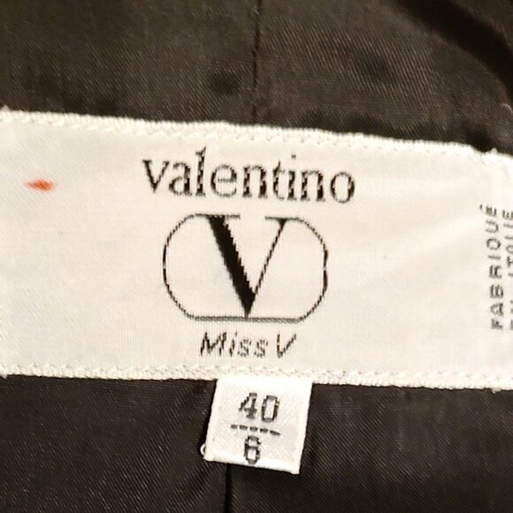 Vintage 1990s Valentino Designer Black Checked Oversized Wool Short Jacket - Picture 6 of 8